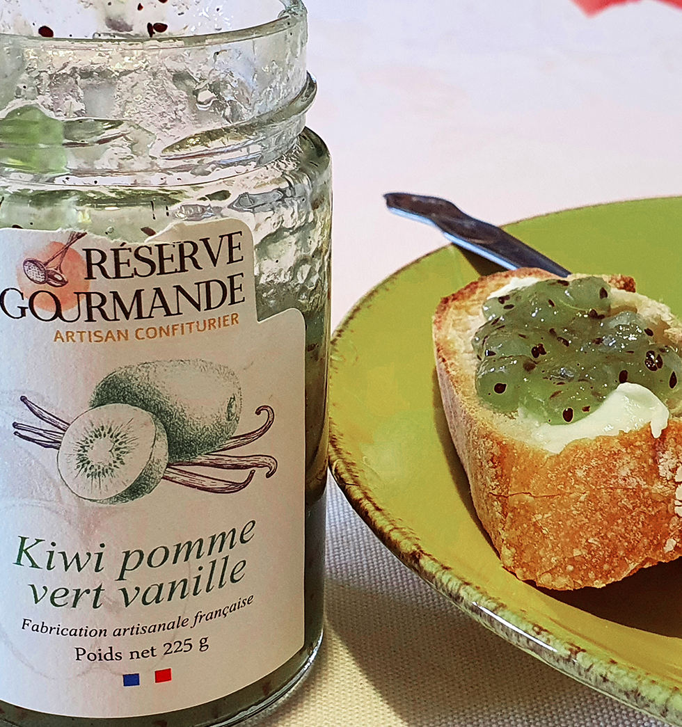 confiture originale éxotique kiwi pomme vanille